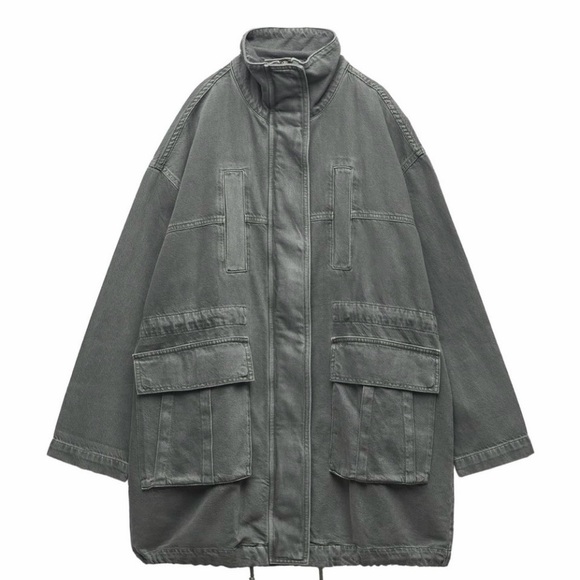 NWOT Oversized denim parka high neck. Size XS - Picture 6 of 12